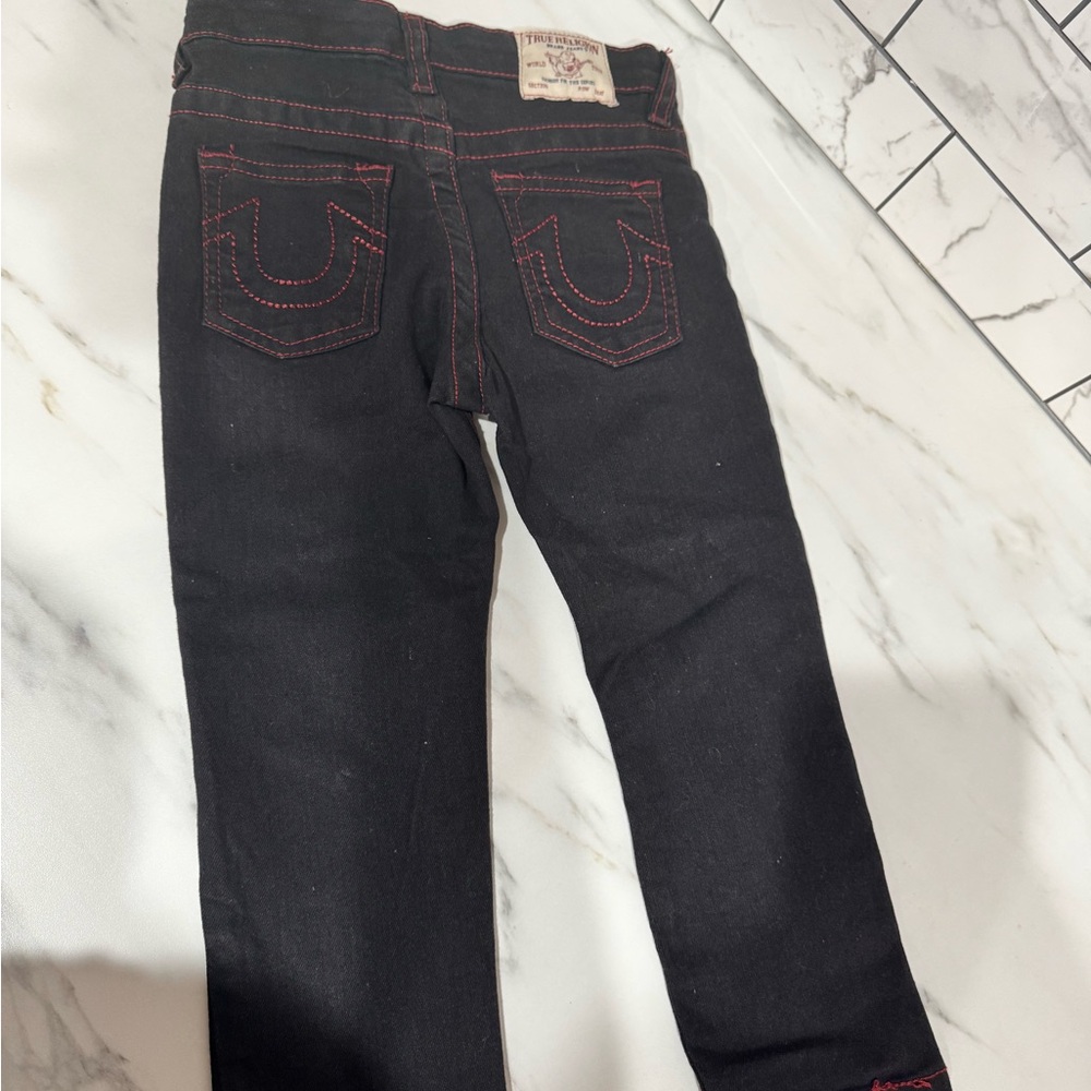 True Religion Black Jeans with Red Stitching size 4T
